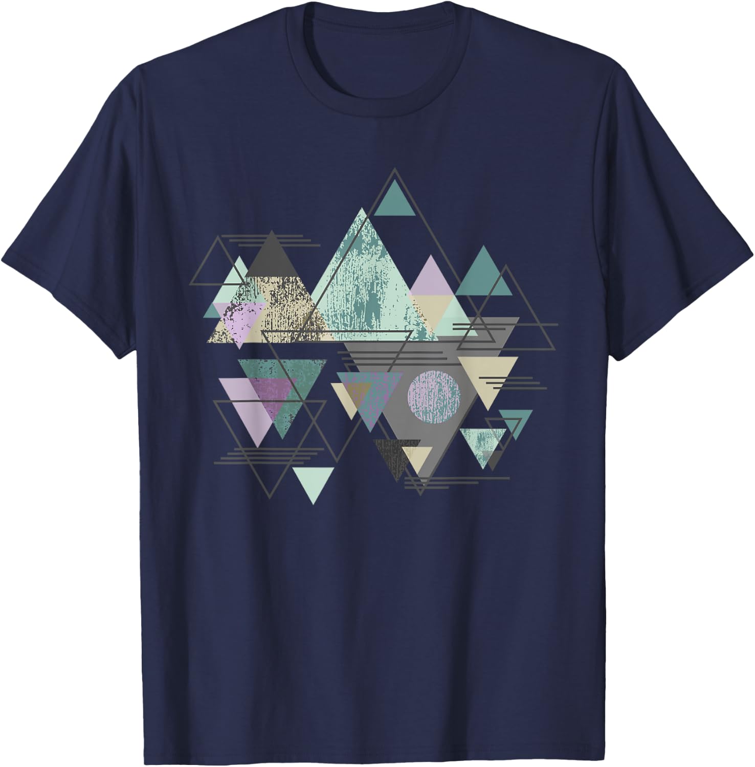 Funny Geometric Mountain Abstract Geometry Outdoor Gifts T-Shirt - T-Shirt | Navy