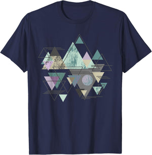 Funny Geometric Mountain Abstract Geometry Outdoor Gifts T-Shirt - T-Shirt | Navy