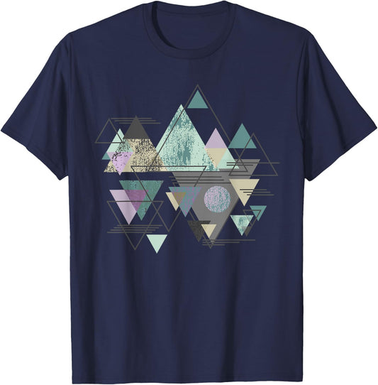 Funny Geometric Mountain Abstract Geometry Outdoor Gifts T-Shirt - T-Shirt | Navy