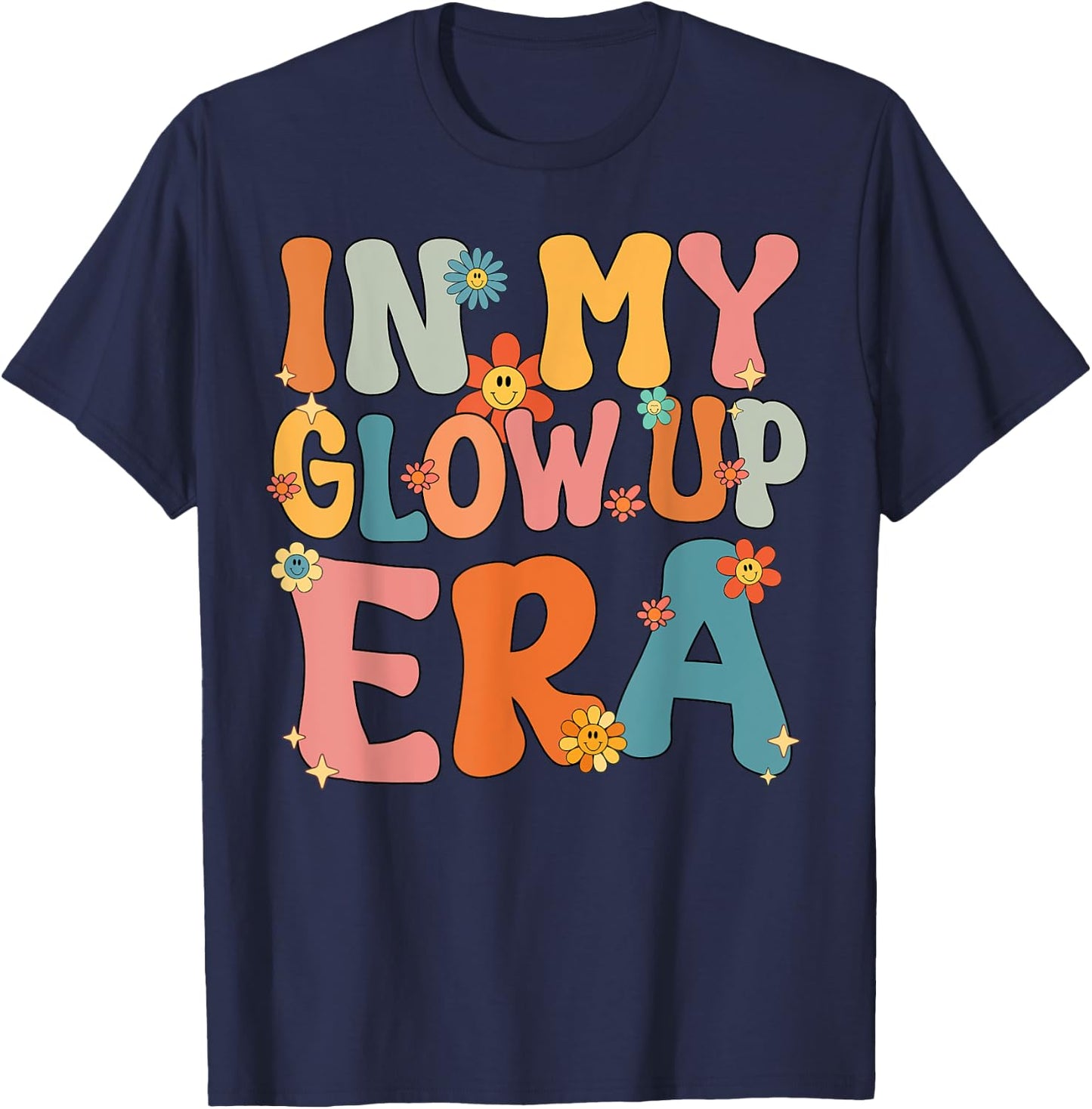 In My Glow Up Era Retro Groovy T-Shirt - T-Shirt | Navy