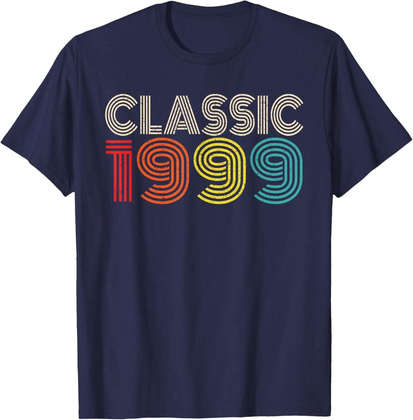 Classic 1999 Vintage 1999 Men Women Vintage Year Birthday T-Shirt - T-Shirt | Navy