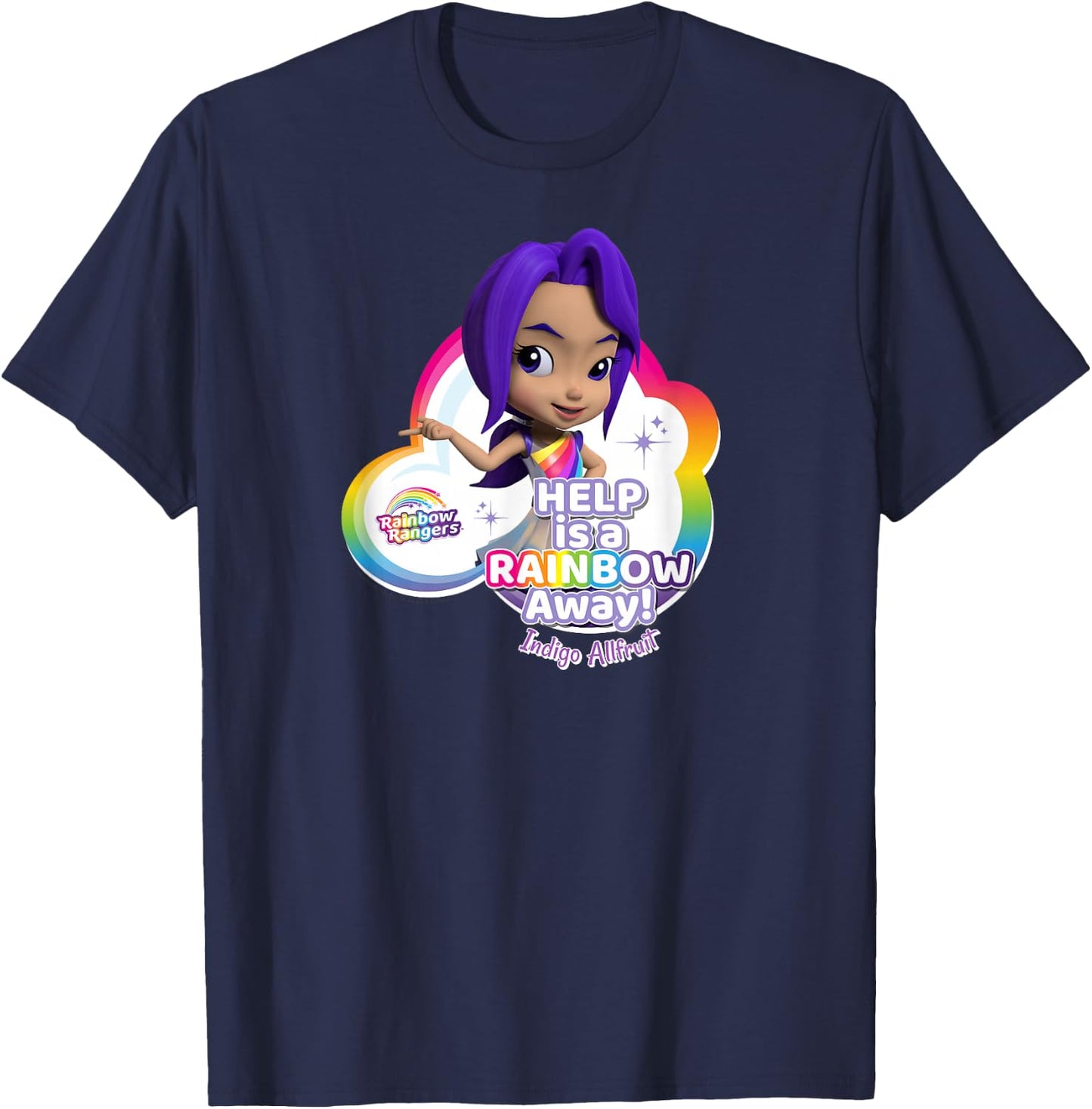 Rainbow Rangers Indigo Allfruit "Help is a Rainbow Away" T-Shirt - T-Shirt | Navy