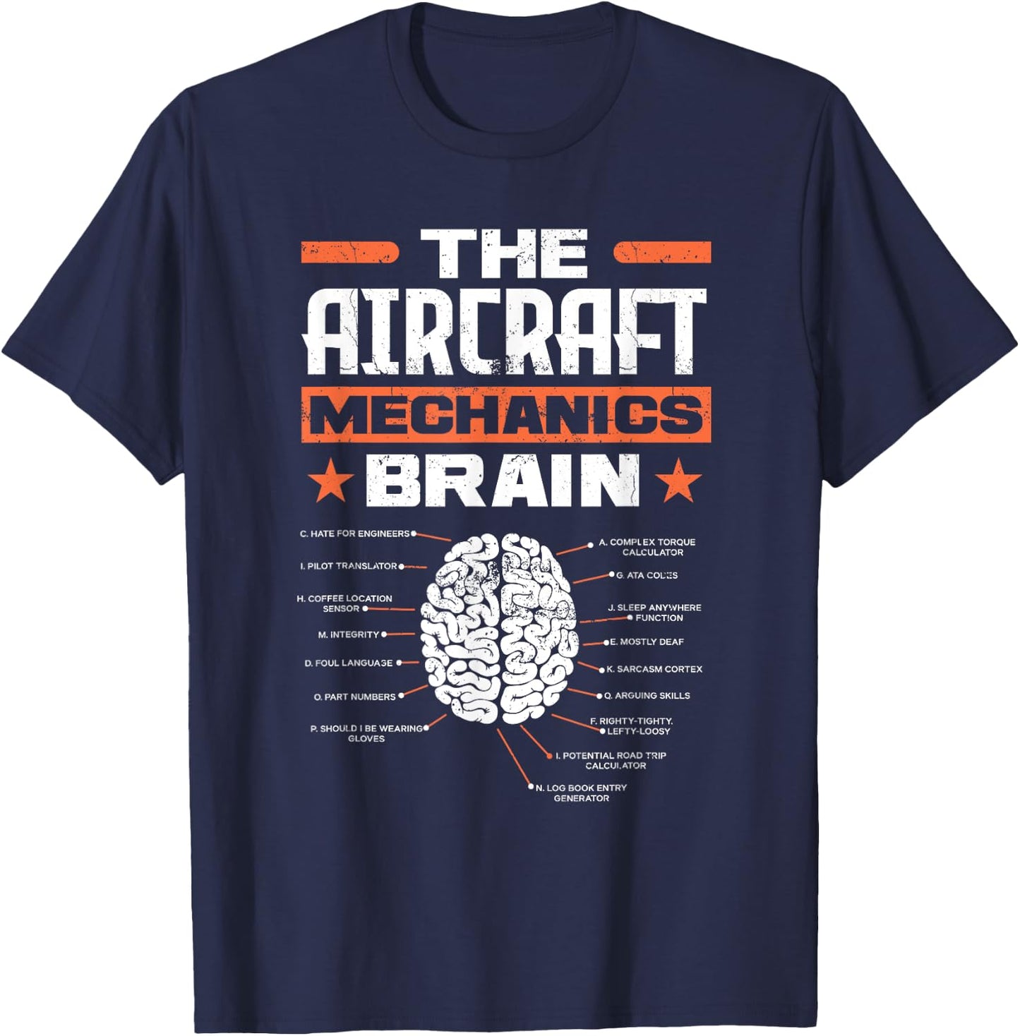 Aircraft Mechanics Brain Aviation Funny Aircraft Mechanic T-Shirt - T-Shirt | Navy