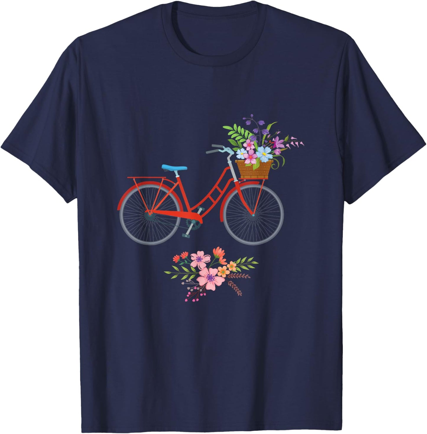 Women's Bicycle Flowers Cycling Cyclist Gift T-Shirt - T-Shirt | Navy