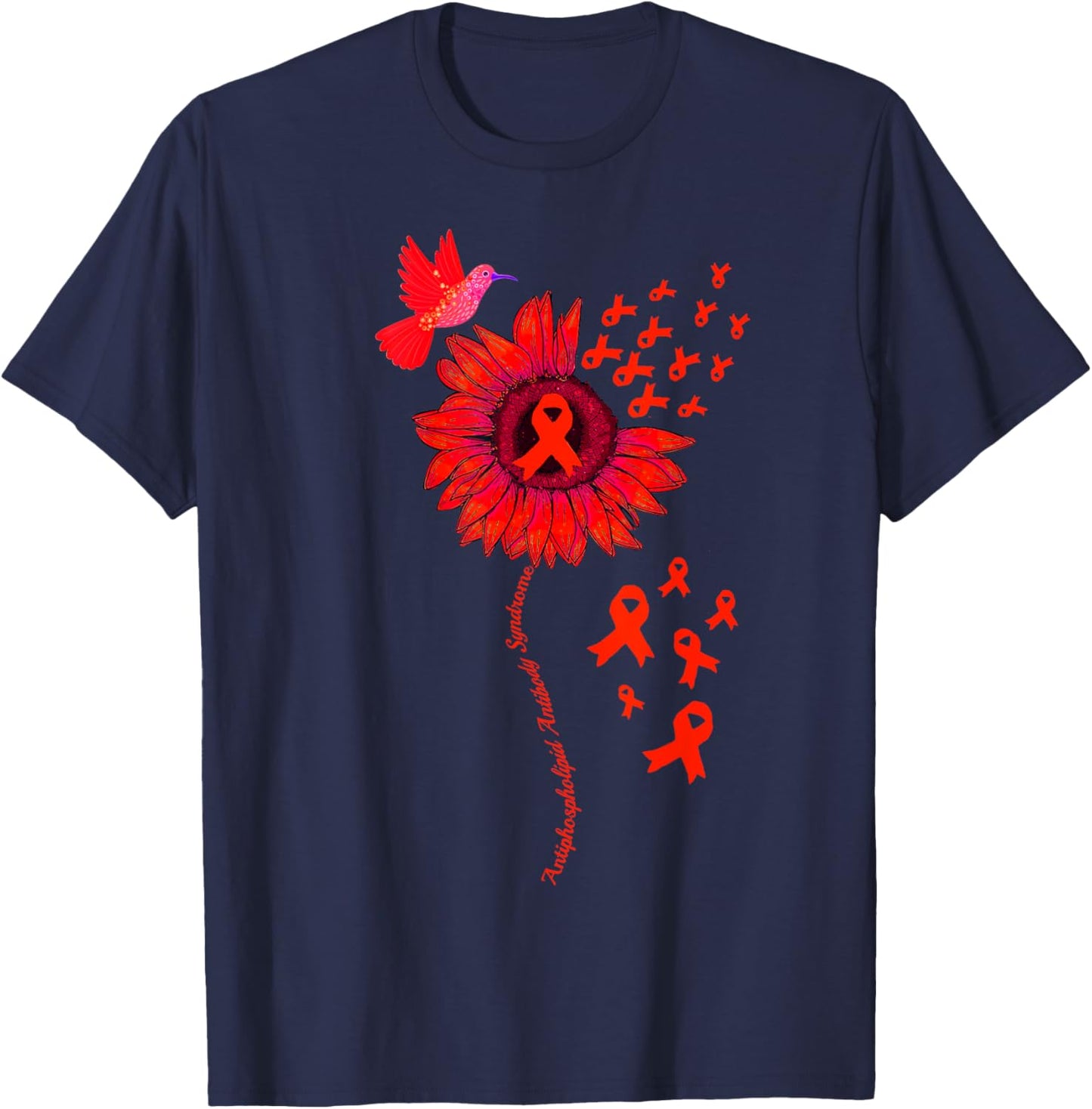 Antiphospholipid Antibody Syndrome Awareness Sunflower T-Shirt - T-Shirt | Navy