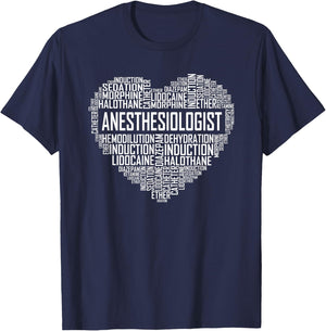 Anesthesiologist Heart Gift Anesthesia Doctor Gifts T-Shirt - T-Shirt | Navy
