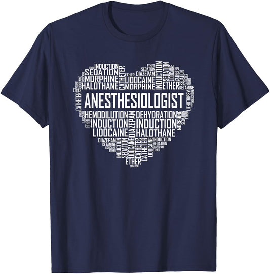 Anesthesiologist Heart Gift Anesthesia Doctor Gifts T-Shirt - T-Shirt | Navy