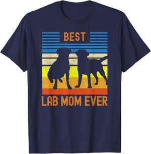 Best Lab Mom Ever Black Yellow Chocolate Matching Parents T-Shirt - T-Shirt | Navy