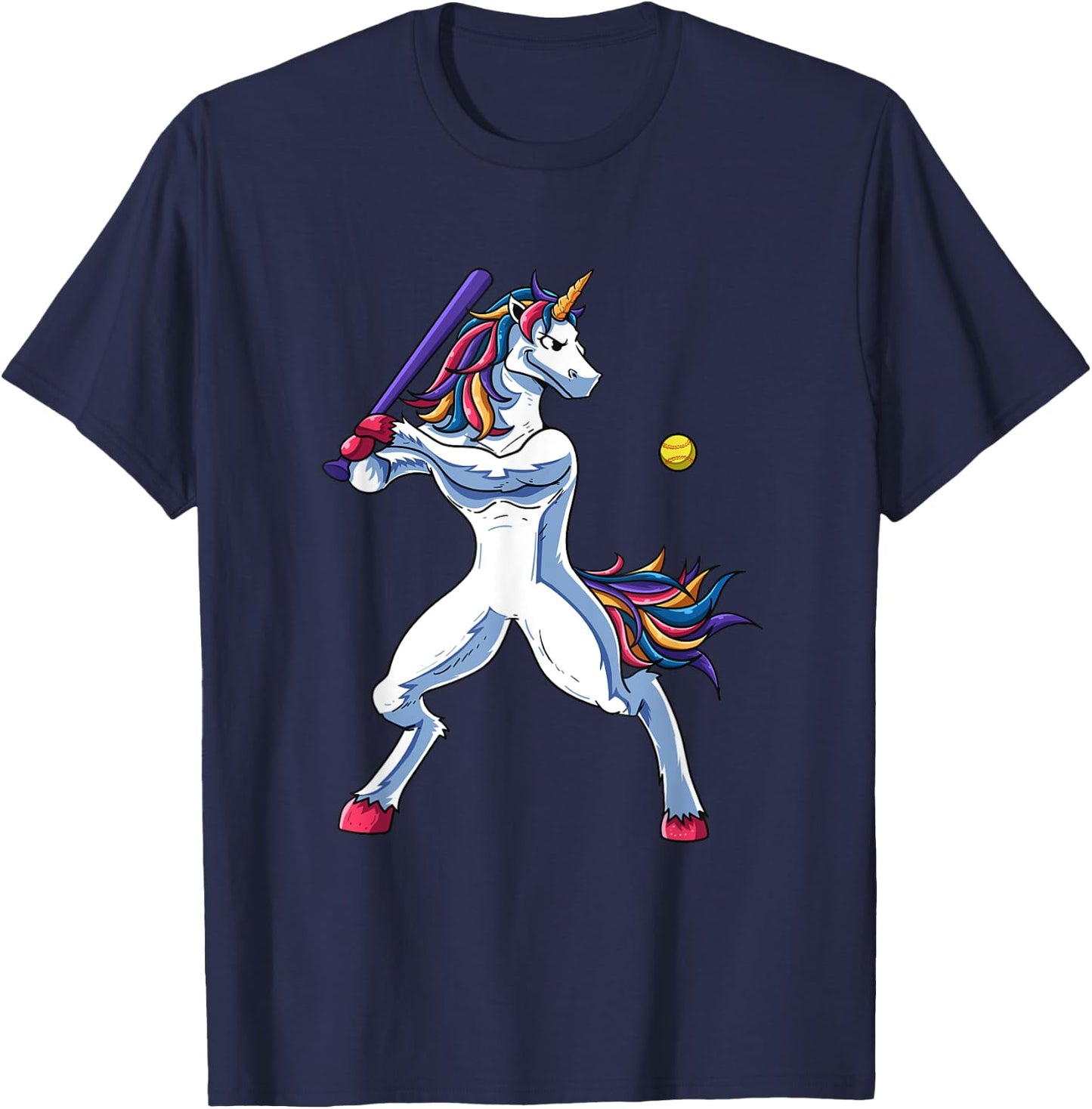 Funny Unicorn Softball Player Baseball Batter Hitter Gifts T-Shirt - T-Shirt | Navy