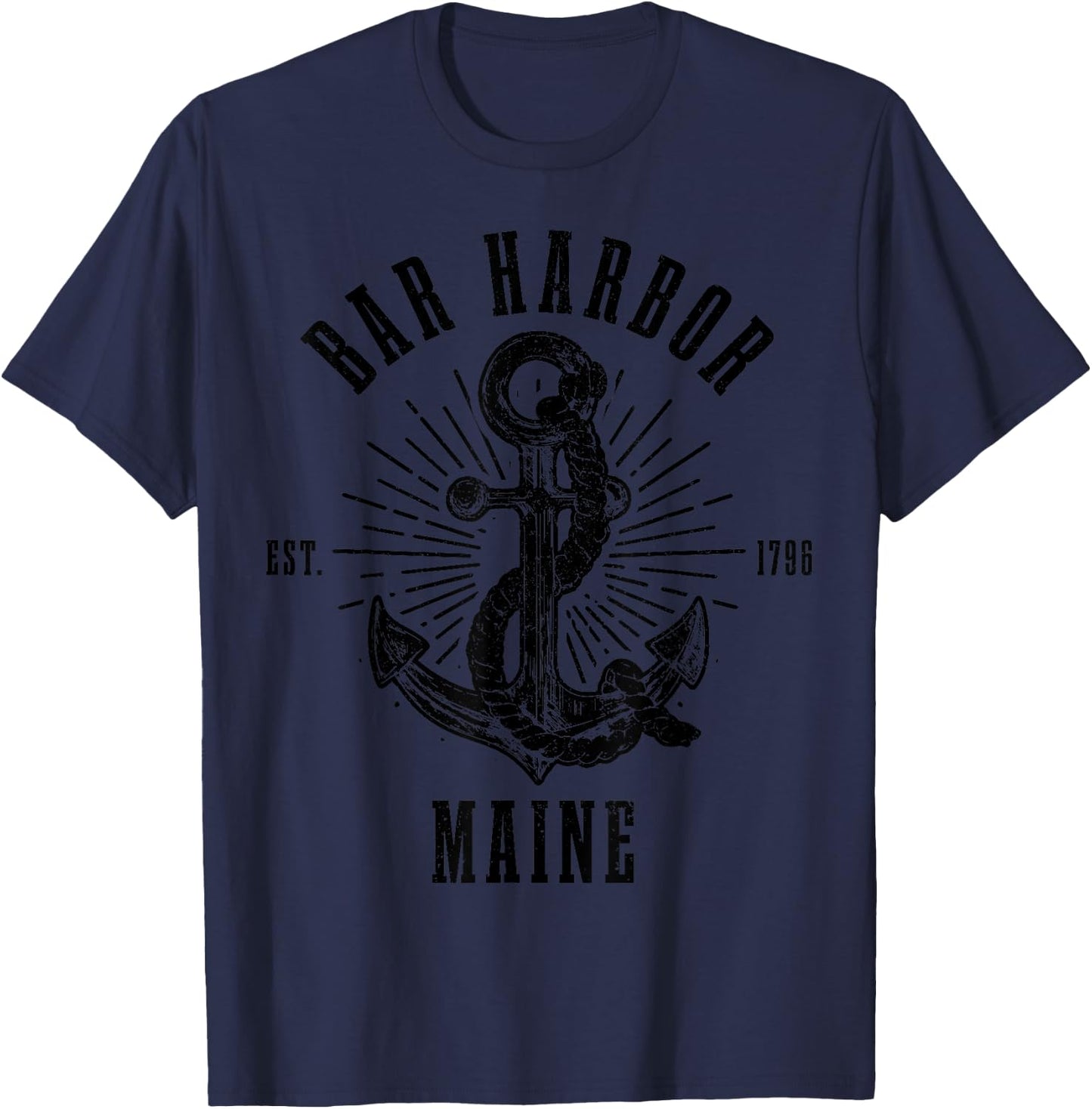 Bar Harbor Maine Anchor Vintage USA America Souvenir T-Shirt - T-Shirt | Navy