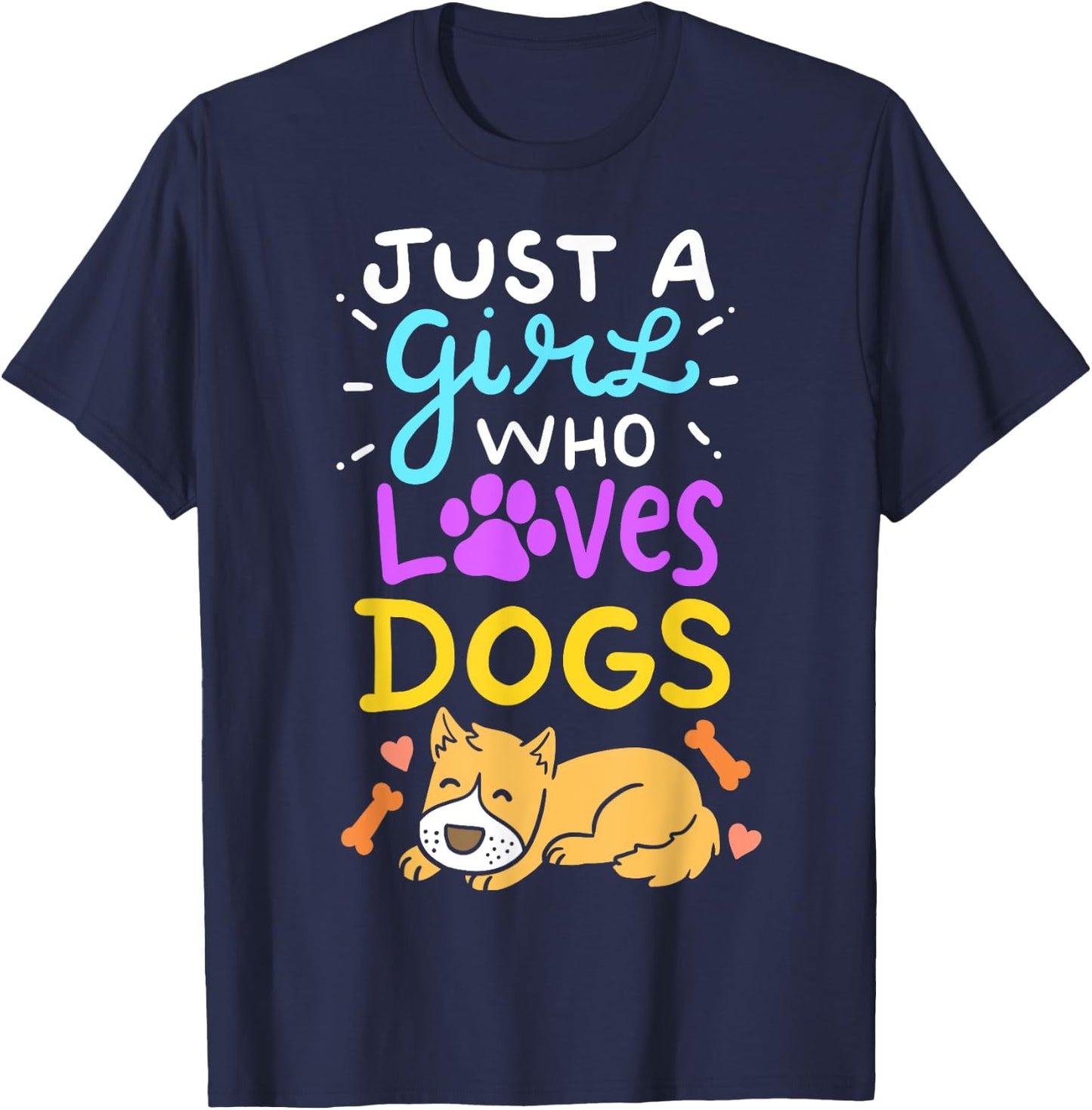 Just A Girl Who Loves Dogs T-Shirt - T-Shirt | Navy