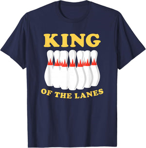 King Of The Lanes Men's Bowling T-Shirt - T-Shirt | Navy