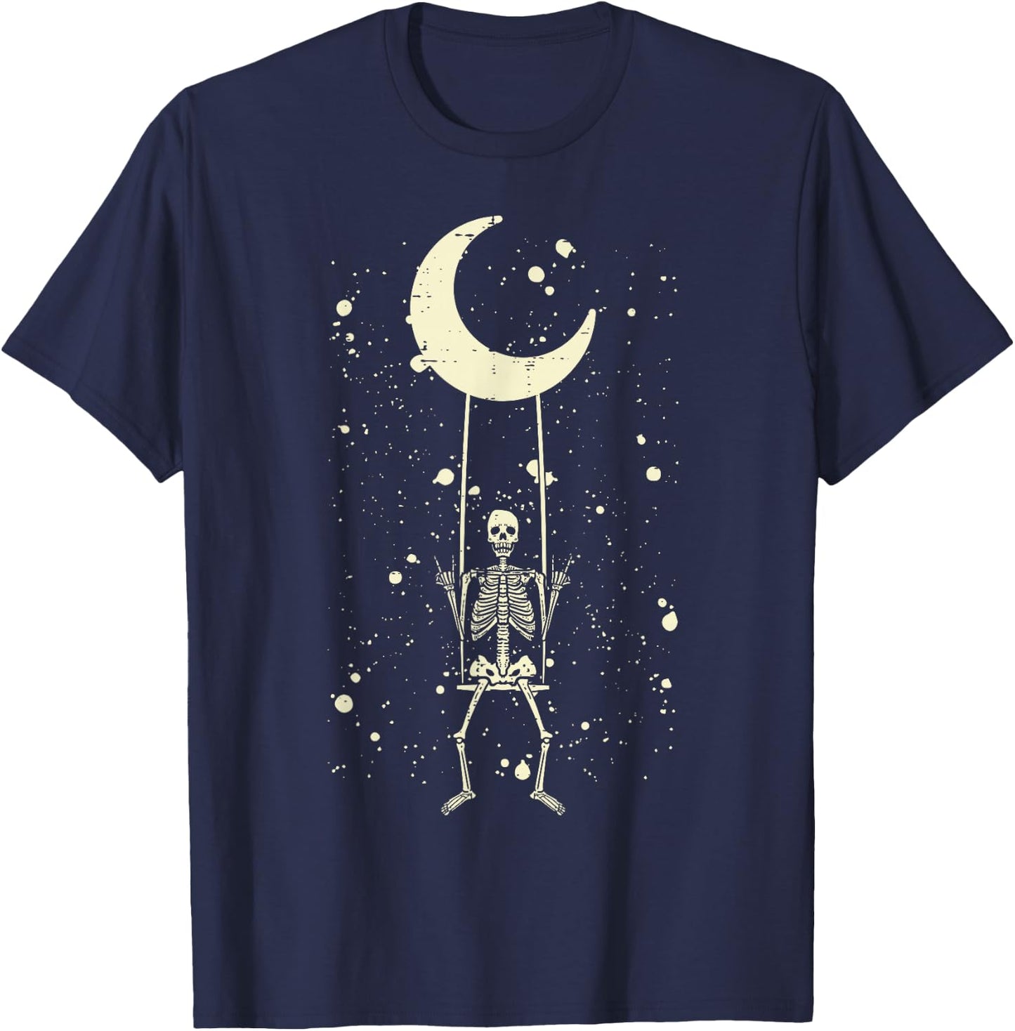 Rocker Skeleton Moon Rock Band Halloween Men Women Boys Kids T-Shirt - T-Shirt | Navy