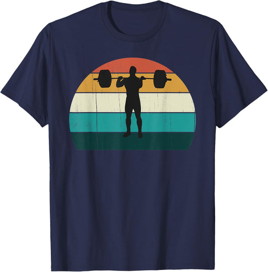 Retro Weightlifter - Vintage Gym Powerlifter / Squat Gift T-Shirt - T-Shirt | Navy