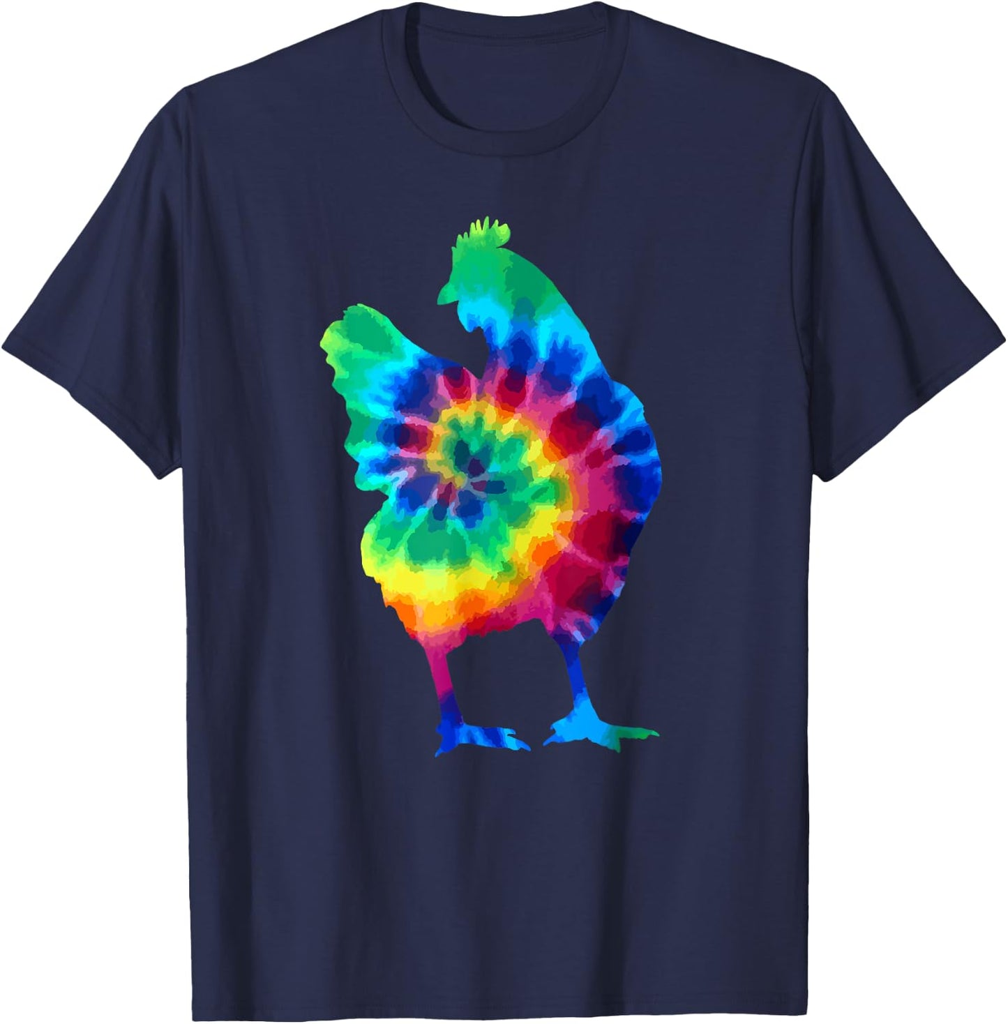 Chicken Tie Dye Vintage Hippie Chickens T-Shirt - T-Shirt | Navy