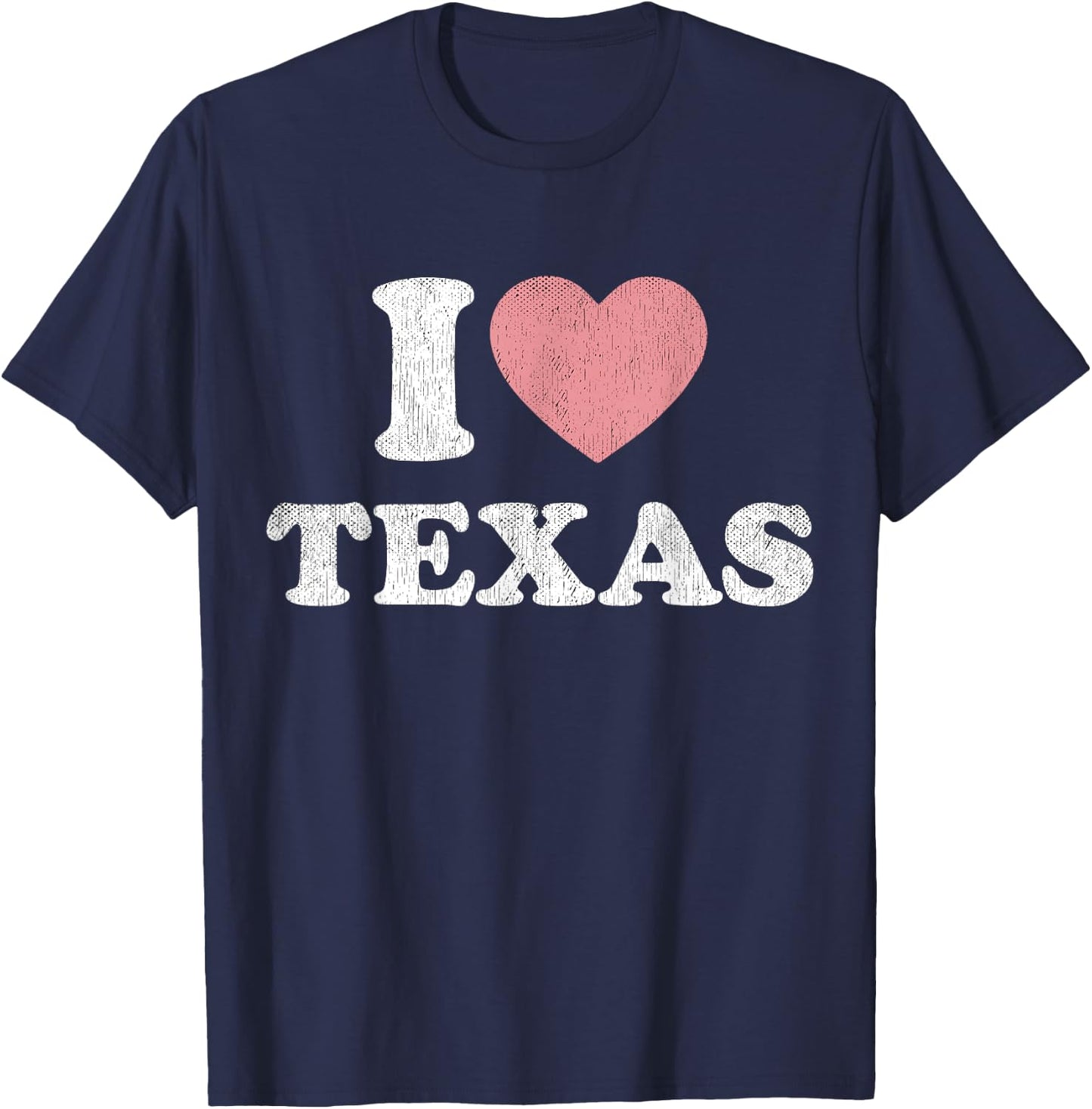 I Love Texas Women Pink Heart TX Girls Souvenir T-Shirt - T-Shirt | Navy