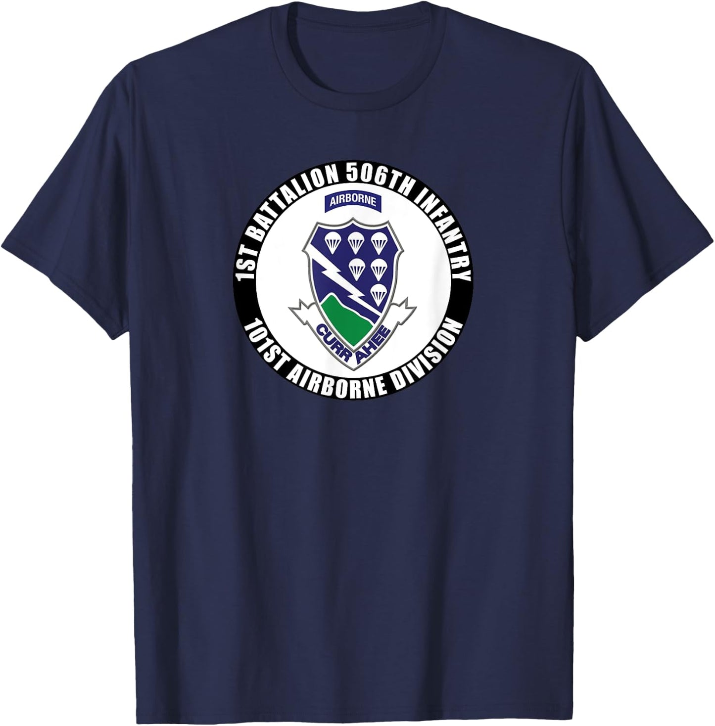 SoldierTees 1st Battalion 506th Infantry, 101st Airborne Division Veteran - Men's Black Classic Fit Short Sleeve - Small T-Shirt - T-Shirt | Navy
