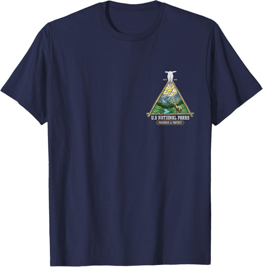 Retro US national parks preserve and protect - outdoors T-Shirt - T-Shirt | Navy