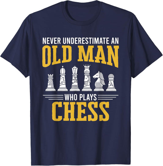 Old Man Who Plays Chess Chess Player Chess T-Shirt - T-Shirt | Navy