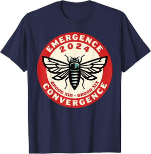 Cicada Brood XIII Brood XIX 2024 Emergence Convergence T-Shirt - T-Shirt | Navy