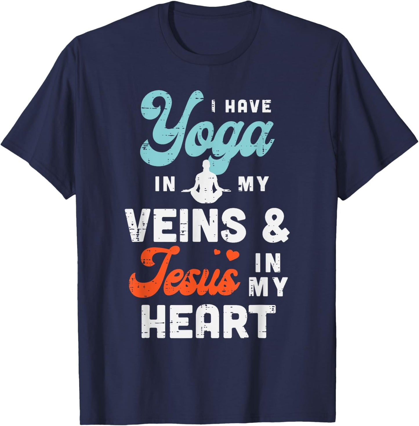Yoga Veins Jesus Heart Asana Yogi God Jesus Christian Gift T-Shirt - T-Shirt | Navy
