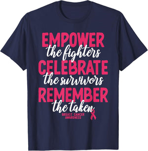 Breast Cancer Support Pink Ribbon Breast Cancer Awareness T-Shirt - T-Shirt | Navy