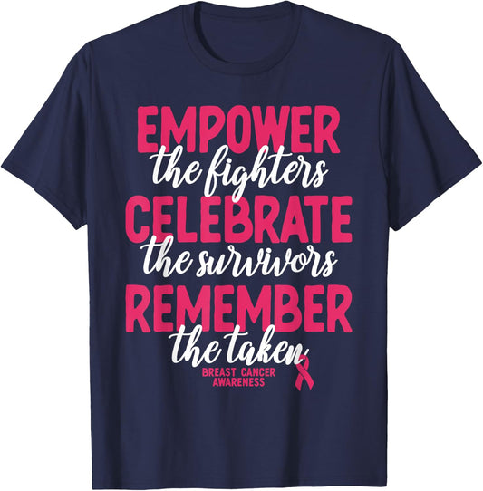 Breast Cancer Support Pink Ribbon Breast Cancer Awareness T-Shirt - T-Shirt | Navy