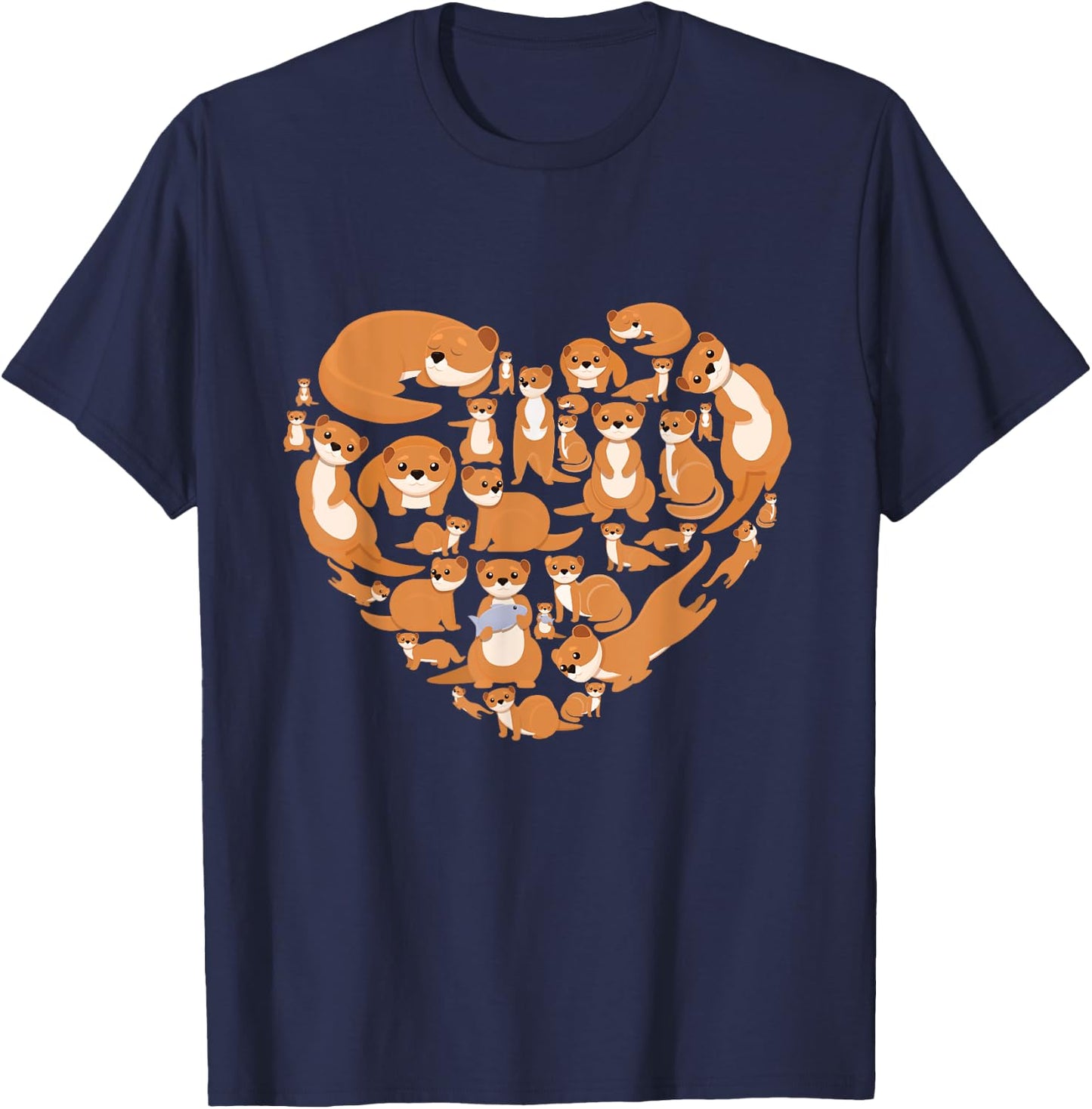 Sea Otter Giant Otter lover otters heart gift men women kids T-Shirt - T-Shirt | Navy