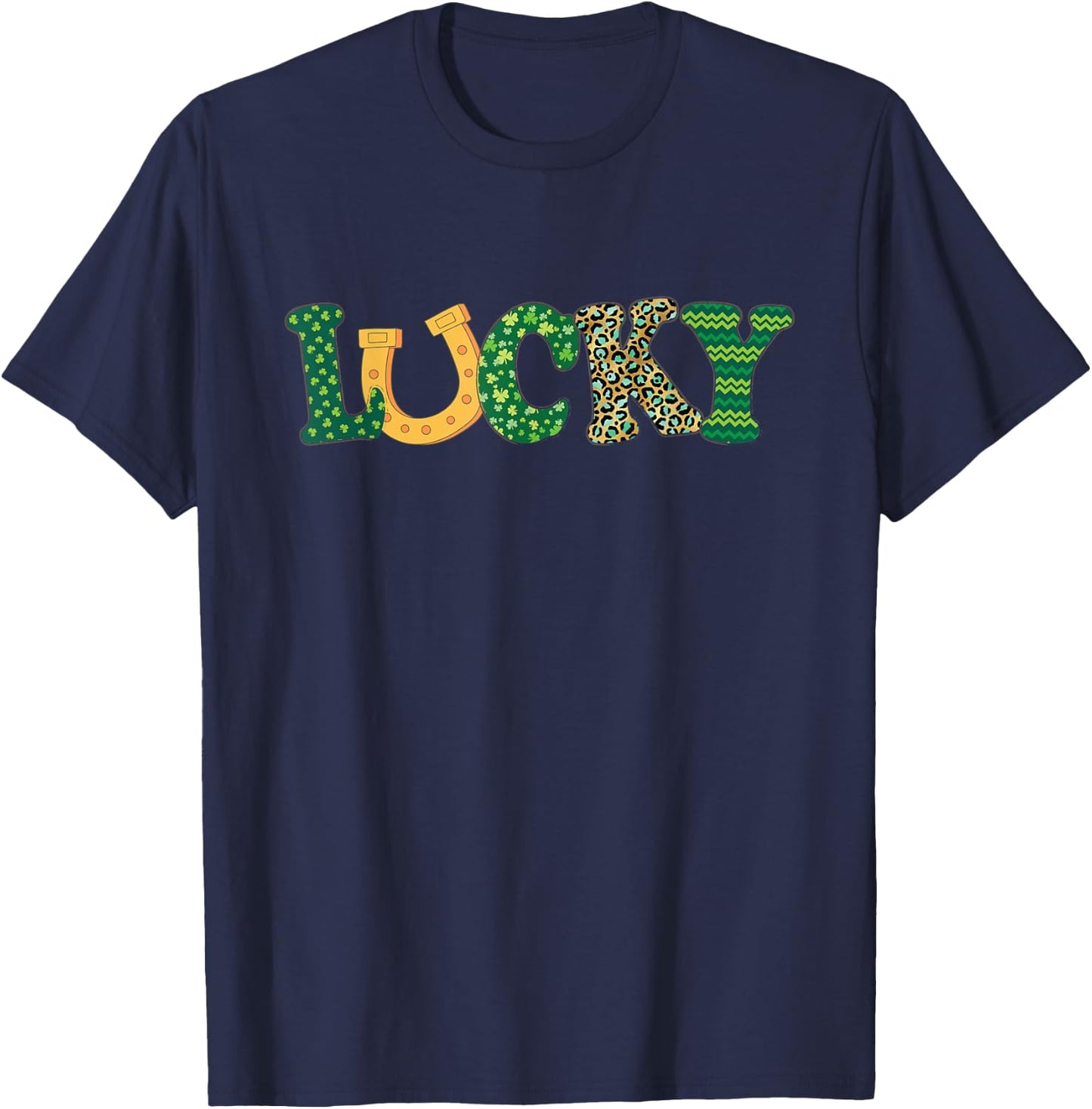 Lucky Horseshoe Women Kids Girls Cute St. Patrick's Day T-Shirt - T-Shirt | Navy