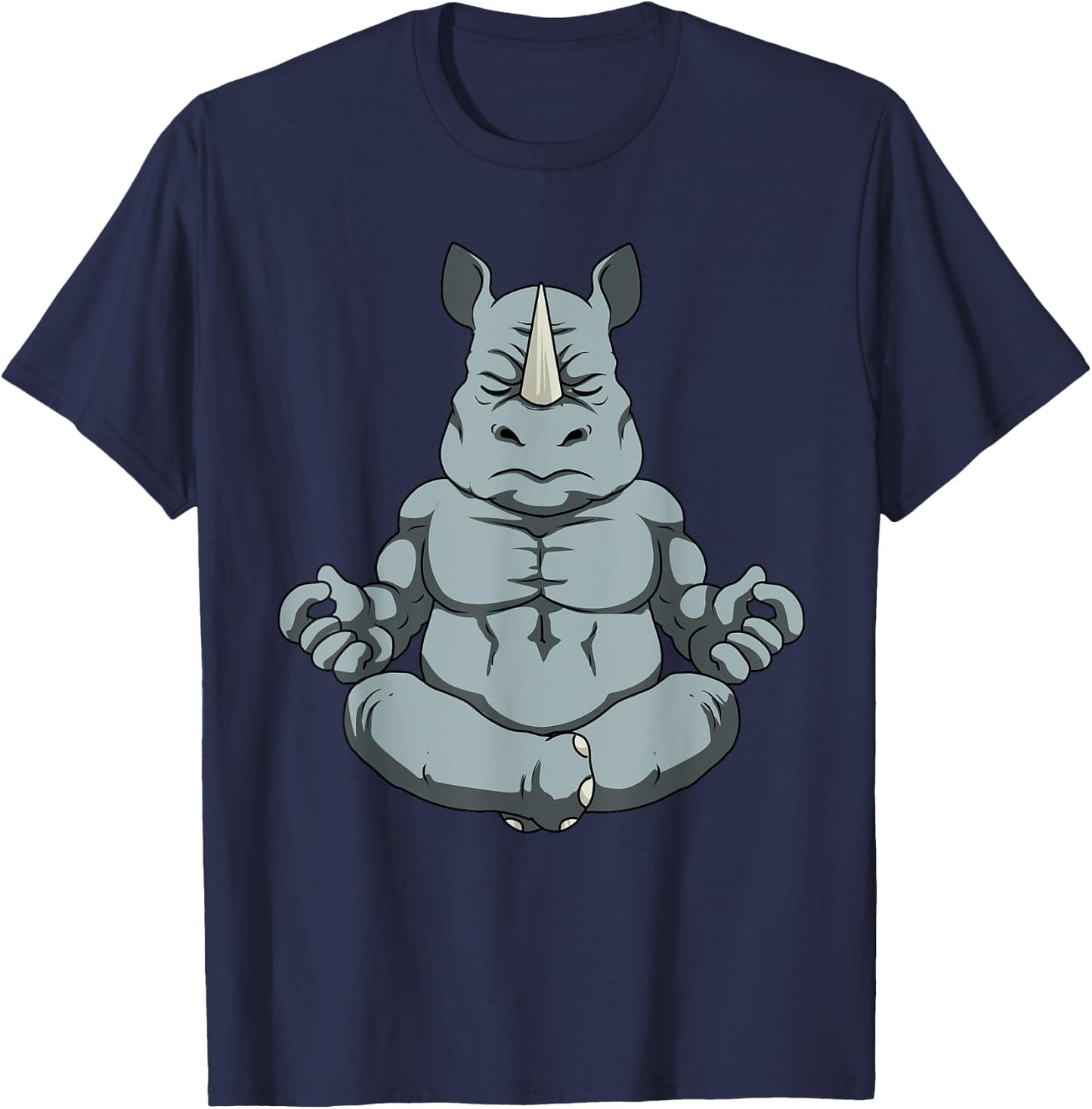 Meditation Shirt Men Rhinoceros Yoga Gift Men Namaste Rhino T-Shirt - T-Shirt | Navy
