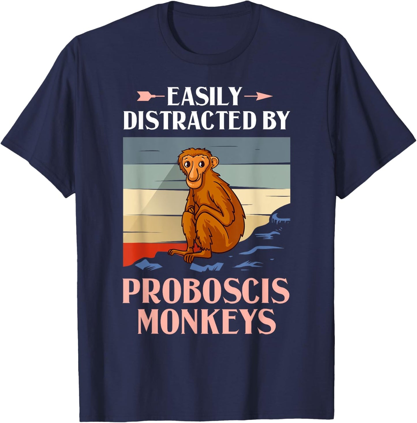 Proboscis Monkey Funny Long Nosed Monkeys T-Shirt - T-Shirt | Navy