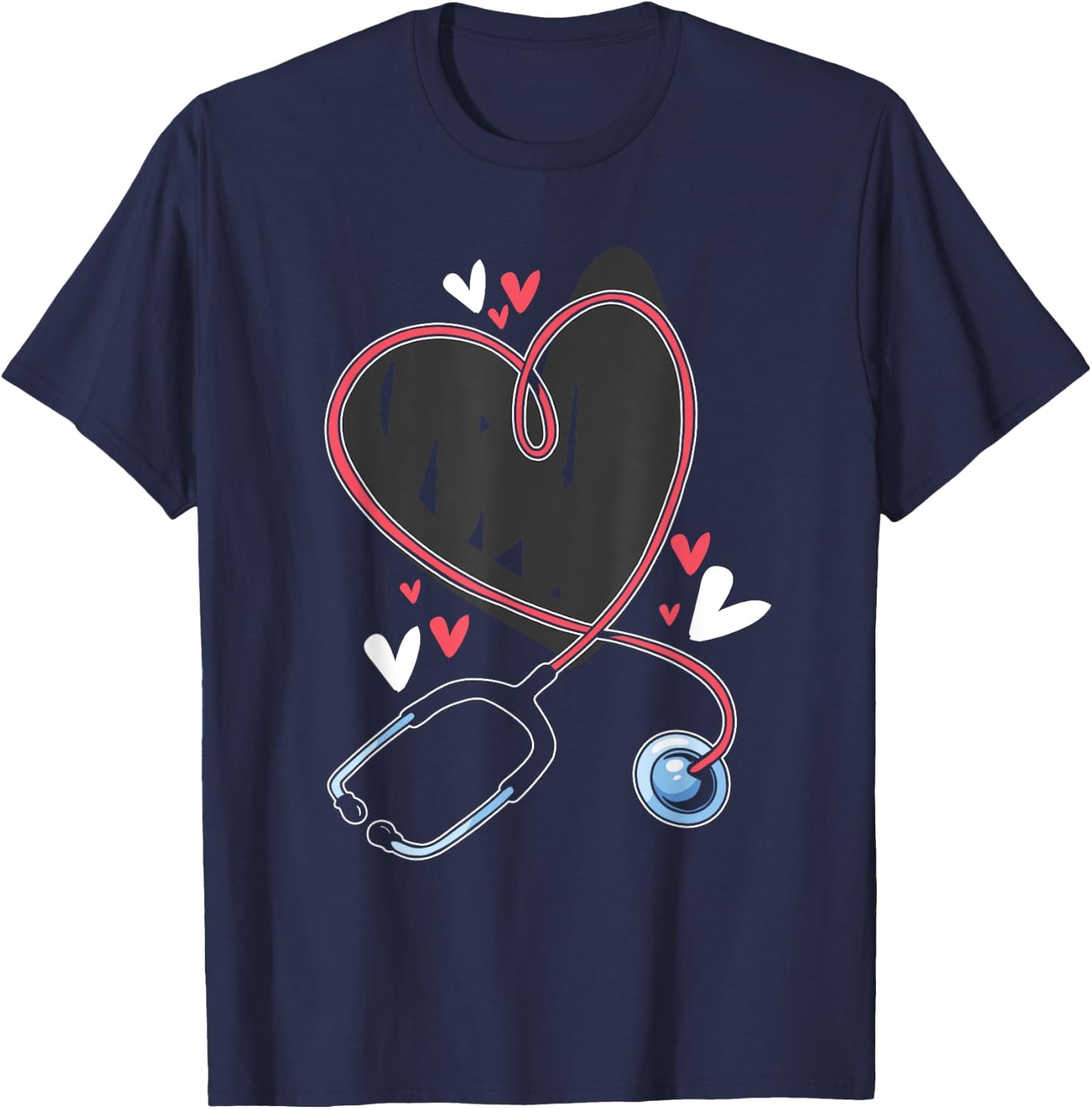 Heart Stethoscope Medical School Nursing Study Lover Nurse T-Shirt - T-Shirt | Navy