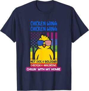 Cooked Chicken Wing Chicken Wing Hot Dog Bologna Macaroni Women Girls Kids T-Shirt - T-Shirt | Navy