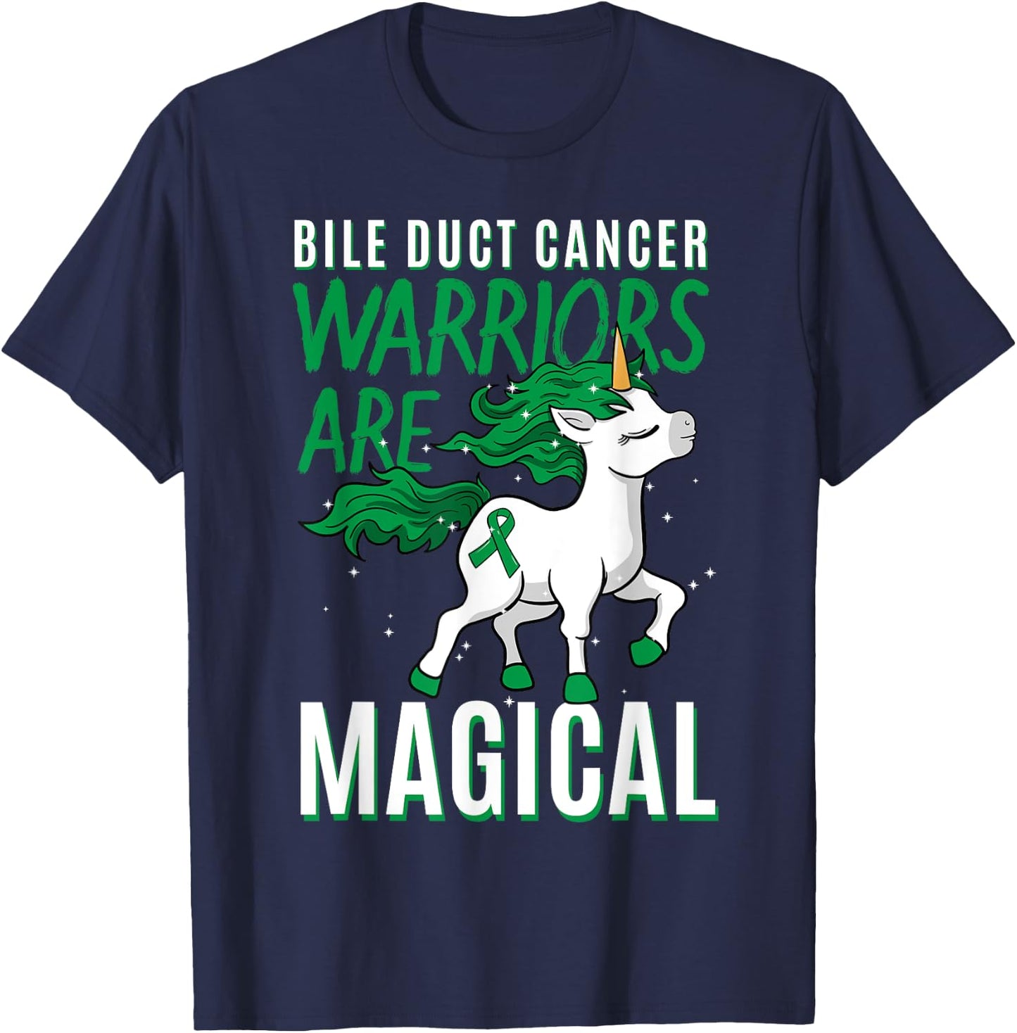 Bile Duct Cancer Awareness Cholangiocarcinoma Unicorn Lover T-Shirt - T-Shirt | Navy