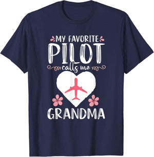 My Favorite Pilot calls me Grandma Airplane Aviation T-Shirt - T-Shirt | Navy