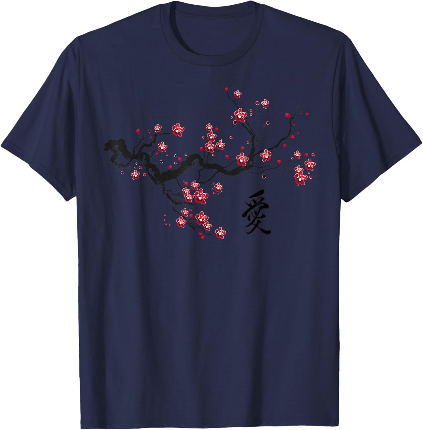 Vintage Cherry Blossom Japanese Culture Graphical Art Gift T-Shirt - T-Shirt | Navy