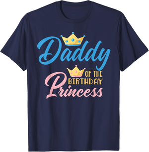 Daddy of The Birthday Princess Themed Family Girl Birthday T-Shirt - T-Shirt | Navy