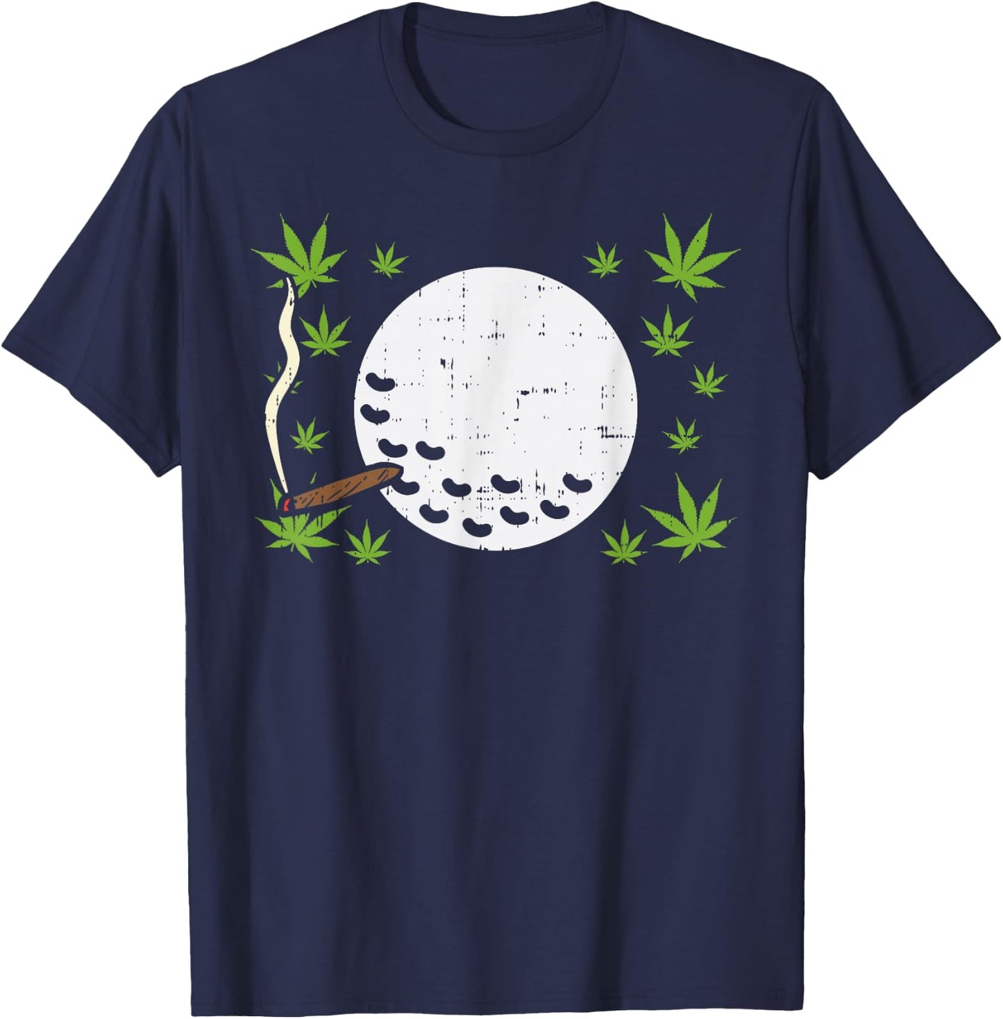 Golf Ball Smoking Weed Cannabis Golfer 420 Blunt Stoner Gift T-Shirt - T-Shirt | Navy