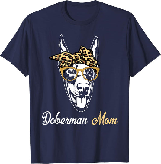 Birthday and Mother's day Gift-Doberman Mom T-Shirt - T-Shirt | Navy