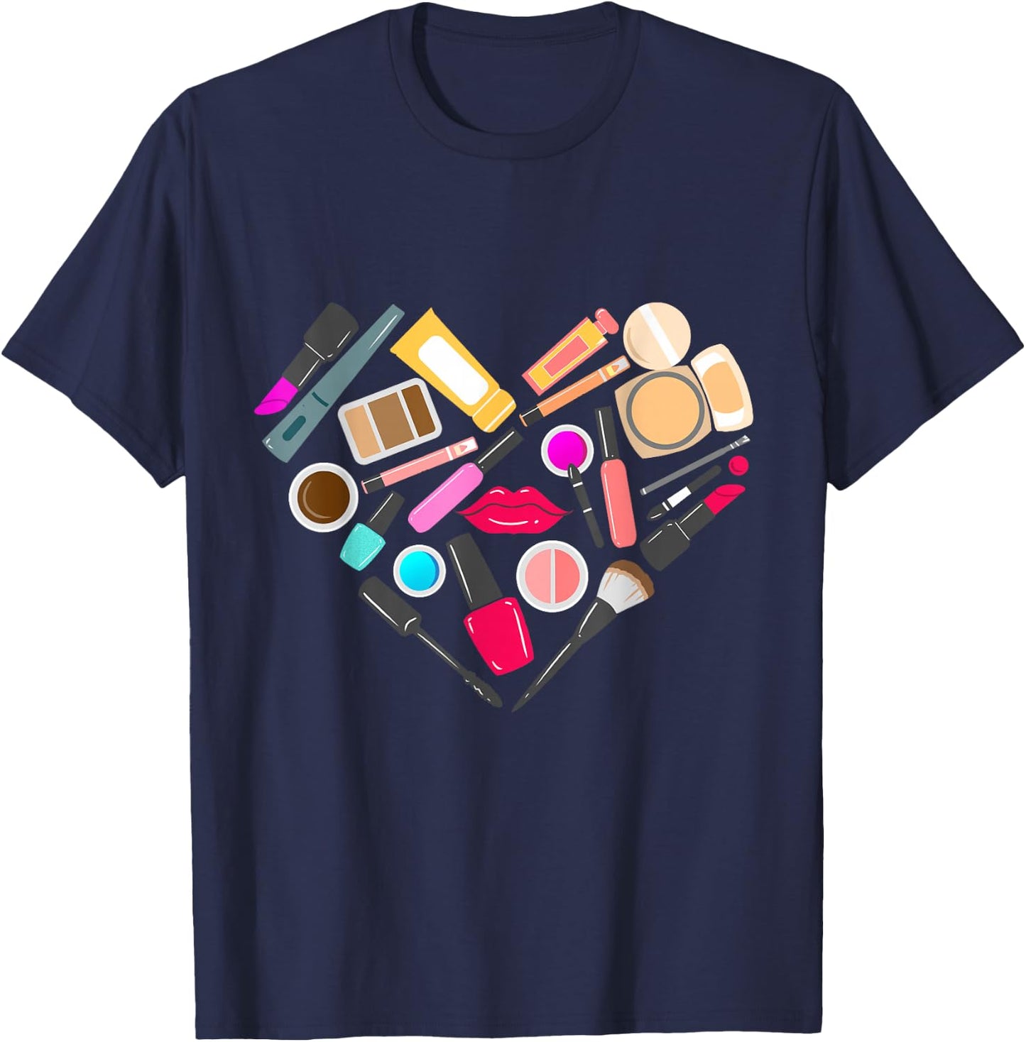 Makeup Artist Heart Beautician T-Shirt - T-Shirt | Navy