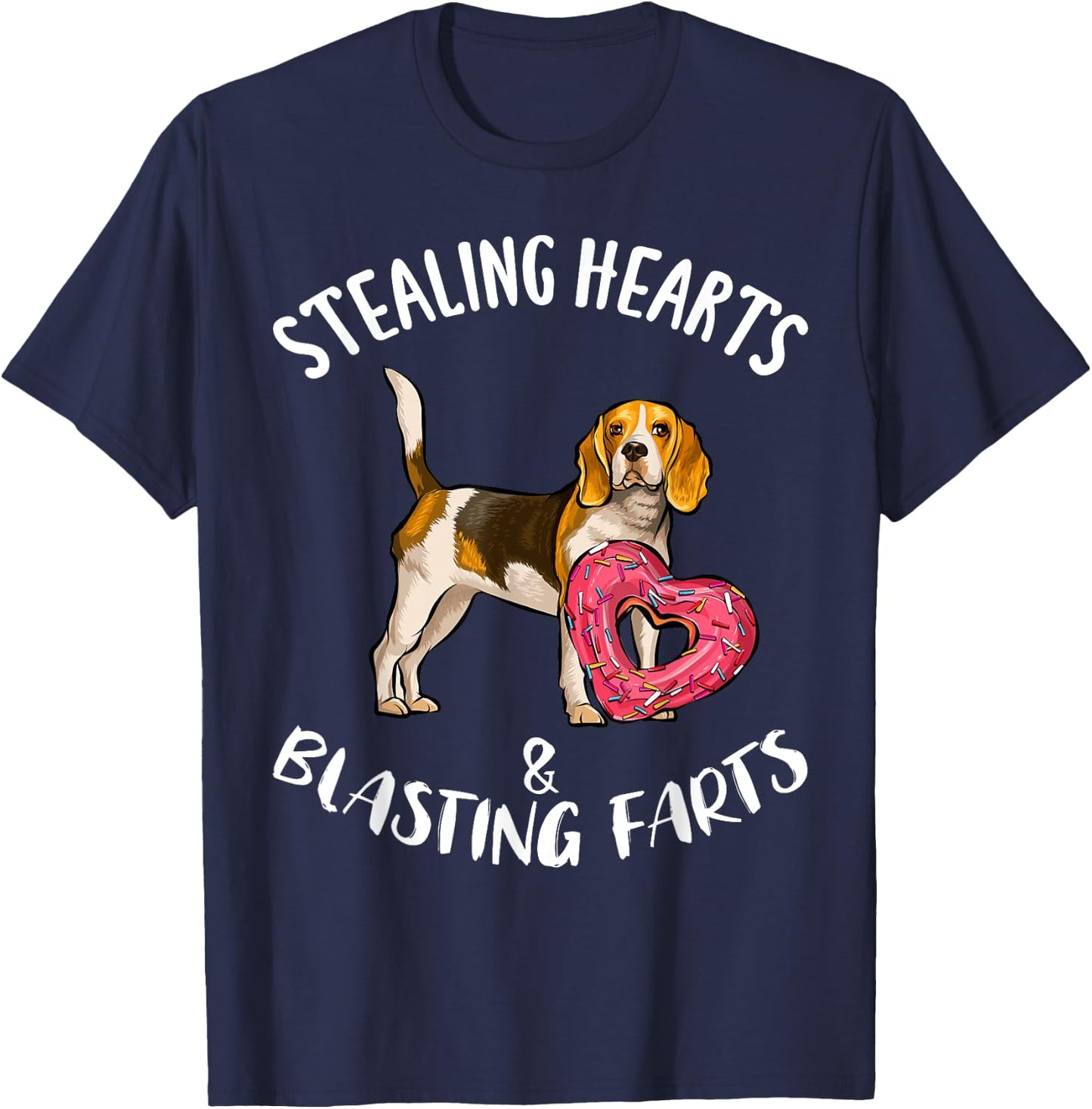 Stealing Hearts Blasting Farts Beagle Valentines Day T-Shirt - T-Shirt | Navy