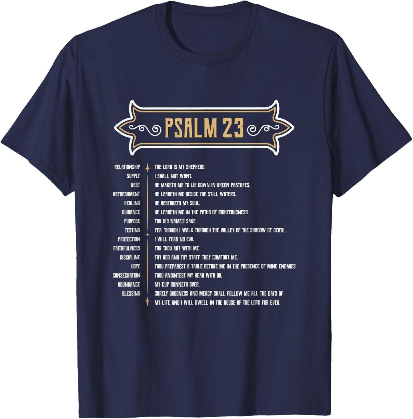 Psalm 23 LORD is my Shepherd T-Shirt - T-Shirt | Navy