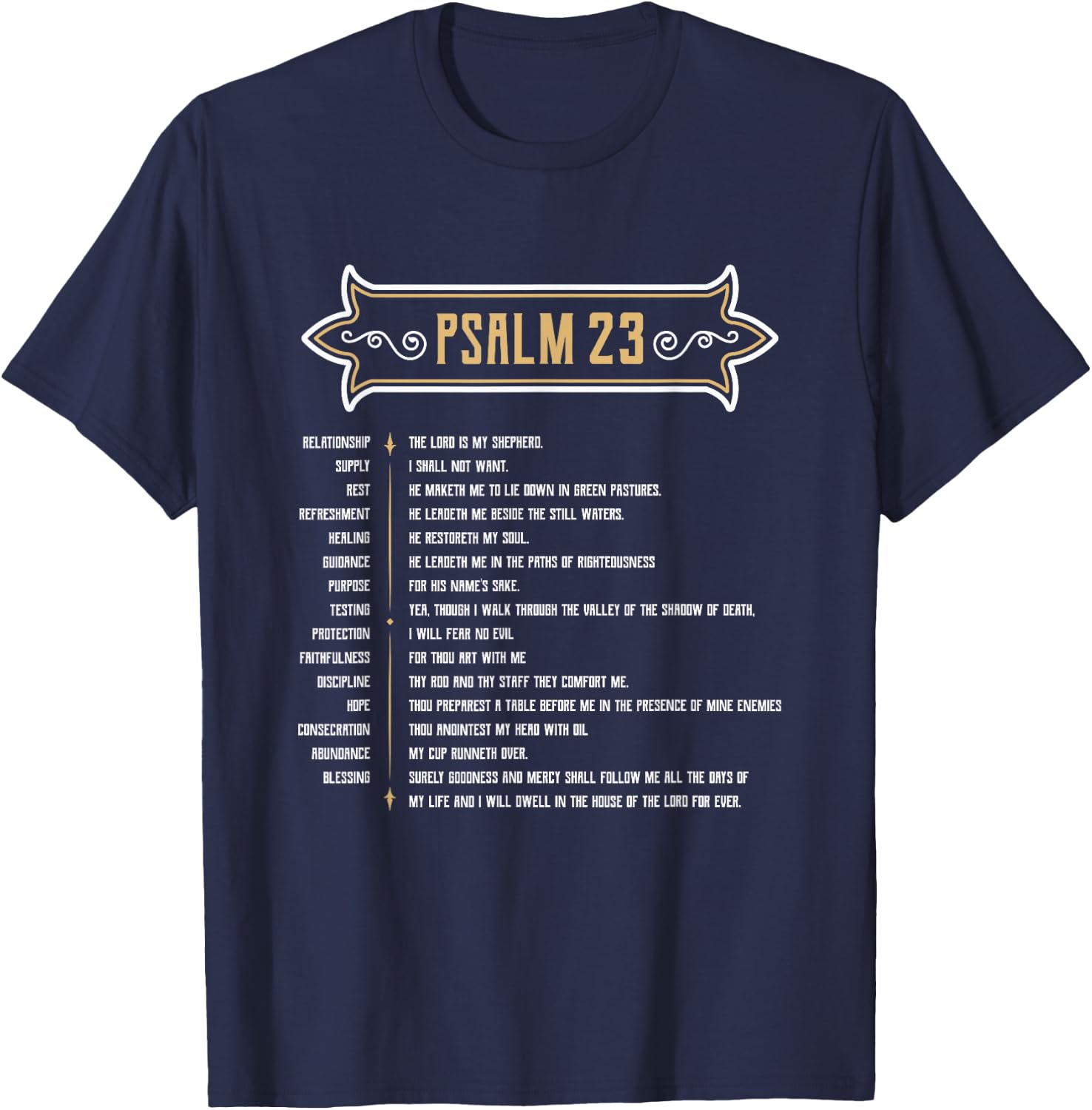 Psalm 23 LORD is my Shepherd T-Shirt - T-Shirt | Navy