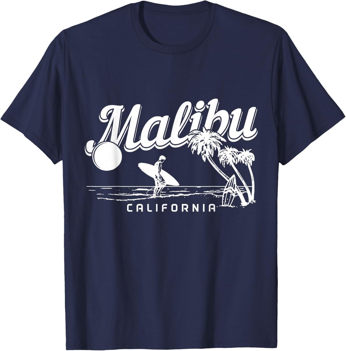 Malibu Beach California Surf Vintage Souvenir Surfing Surfer T-Shirt - T-Shirt | Navy