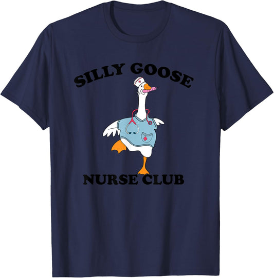 Funny Silly Goose Nurse Club School Nurse Student Graduation T-Shirt - T-Shirt | Navy