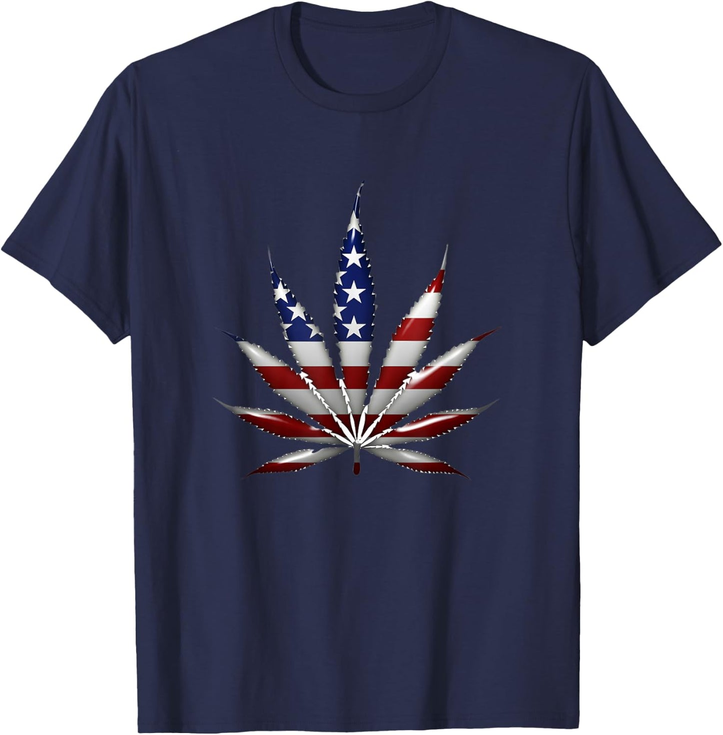 Marijuana Pot Leaf America USA American Flag Men T-Shirt - T-Shirt | Navy