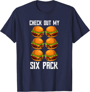 Check Out My Six Pack Burger Shirt Funny Gym T-Shirt - T-Shirt | Navy