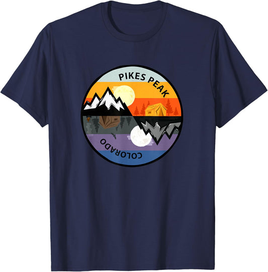 Retro Vintage Pikes Peak, Colorado Souvenir Camping T-Shirt - T-Shirt | Navy