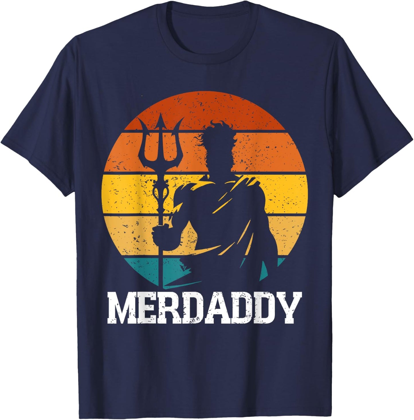 Retro Merdaddy Security Merman Mermaid Merdad Father's Day T-Shirt - T-Shirt | Navy