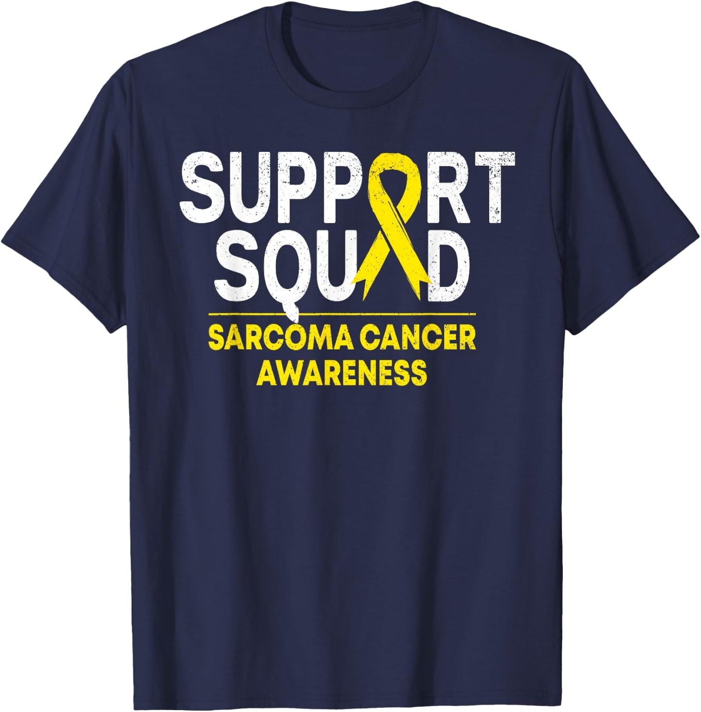 Support Squad Sarcoma Cancer Awareness Yellow Ribbon Team T-Shirt - T-Shirt | Navy